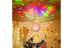 BEINHOME Poinsecji z projektorem płatków śniegu 3D, świecący wierzchołek drzewa poinsecji, podświetlany animowany wierzchołek drzewa do ozdób choinkowych