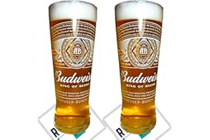 ROXLEYLTD Roxley Budweiser X2 Lager vasos de cristal también vienen con 2 alfombrillas de cerveza de marca