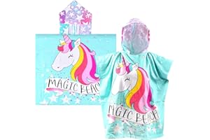 ‎ZEYOU ZeYou Einhörner Badetücher Badehandtuch Kinder,Handtuch mit Kapuze Kinder,76 x 150 cm Strandtuch Kinder Ultra Weich und Saugfähig Badetücher mit Kapuze für Bademantel Badeponcho Jungen Mädchen