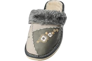 APREGGIO - Damskie kapcie ze skóry – mocna gumowa podeszwa – wygodne uczucie noszenia – miękkie – 100% produkt naturalny – ręczne wykonanie