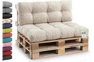 GuteKudde® Pallkudde manchester, trädgårdssockkudde, quiltad kudde fylld med granulerat pouliettskum PPI (set (sittdyna 120 x