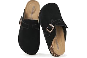 Meik Mangni Mules et Sabots Homme Femme Chaussons Cuir Liège Pantoufles Confortable Chaussures de Jardin Antidérapants Semelle,36-47 EU