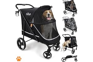 MY DUQUE Poussette CHAMP - Poussette Chien et Panier Chien pour Animaux | Poussette Voyage pour Chat et Chien, Pliable avec Housse de Pluie, Porte-Gobelet et Rangement Intérieur, 50 kg - Noir