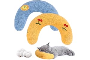 Vegena 2 Stück Nackenkissen für Haustiere, Kopfkissen für Hunde Katzen, Kissen für Katzen, U-förmiges Kissen zum Schutz der Halswirbelsäule, Katzenkissen für Schlaf, für Kleine Mittlere Haustiere