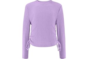 Arshiner Niñas Jersey Cordón Niño Slim Cuello Redondo Suéter Elegante Moda Otoño Invierno Manga Larga para Niñas 5-15 años