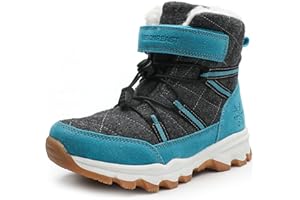 visionreast Boys Girls Wool Lining Snow Boots Winter Walking Boots for Kids Non Slip Unisex-Child Cold Weather Shoes Outdoor Boots