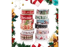 GLAITC 12 Rollen Weihnachts-Washi-Klebeband-Set, Bastelband, Washi-Deko-Klebeband, Abdeckband, Scrapbooking-Klebeband, Klebeband für Heimwerker, Weihnachtsdekoration, Geschenkverpackung,Partyzubehör