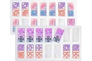 QH-SHOP Moldes de Resina Epoxi de Silicona 2 Piezas Domino para Moldear Resina Molde de Resina Epoxi de Fundición DIY Para Juego de Dominó de Bricolaje Colgante Fabricación de Joyas