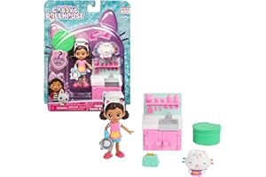 GABBY'S DOLLHOUSE Gabby et la Maison Magique - Gabby Dollhouse - PACK 2 FIGURINES ET ACCESSOIRES - Coffret Pâtisseries - Gabby, 1 Figurine Chat Et Accessoires - Dessin Animé Jouet Gabby Chat - Jouet Enfant 3 Ans et +