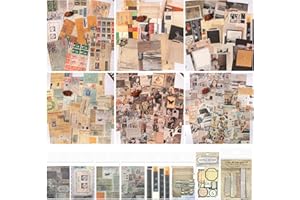 Healand 400 Blätter Scrapbooking Papier, Vintage Papierblock Scrapbook Papier, Scrapbook Zubehör Motivblock Design mit Buchseitenaufkleber, Label Aufkleber, Scrapbooking Dekopapier für DIY Handwerk