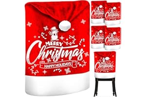 MZJAUVF Stuhlhussen Weihnachten 4er Set, Weihnachts Stuhlhussen, Klassiker Weihnachtsstuhlhussen, Waschbarer Weihnachtshussen, Weihnachtsstuhlüberzug, Weihnachten Stuhlhussen für Festival Party
