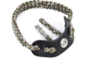 Sunya Sangle de Poignet pour tir à l'arc – Sangle légère en paracorde 550 – Empiècement en Cuir véritable Non Fendu comme Support – Boucle Compatible avec stabilisateurs d'arc recourbés et composés