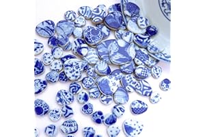 LITMIND 0,5 kg blaue und weiße Keramik-Mosaikfliesen zum Basteln, ovale Porzellanteile – ideal für Mosaik-Kunstprojekte und Heimdekoration