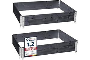 Garronda Jardinera Elevada de Madera 120x80 cm, Huerto Urbano para Terraza y Jardín, Cercado Exterior, Marcos de Palets Apilables para Plantas y Flores, Cantero Exterior GD-0075 (Antracita,2 pzs)