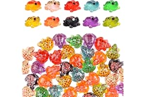 Lyreh 50szt Świecące Mini Żabki Żywicy, 10 Kolorów Świecące w Ciemności Małe Żabki Ukrycia Miniaturowe Figurki Ropuch Zwierząt do Dekoracji Doniczkowej Ozdoby Domku Lalek Rękodzielnicze Prezenty