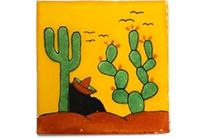 Carrelage en céramique mexicaine - 10,5 cm - fait à la main et éthiquement négocié par Tumia LAC - Tuile unique