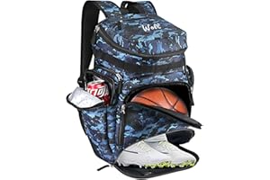 WOLT | Basketball Backpack Bag with Separate Ball Compartment and Shoes Pocket，Large Sports Equipment Bag for Basketball, Soccer, Rugby, Volleyball, Baseball Sport Backpack Bag