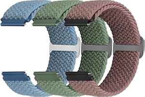 Yunshare Geflochtenes Elastisches Armband Schnellverschluss 18mm 19mm 20mm 22mm 24mm Nylon Uhrenarmband für Samsung/Garmin/Fossil/Amazfit/Huawei Watch Ersatzarmband Damen Herren, 3 Stück