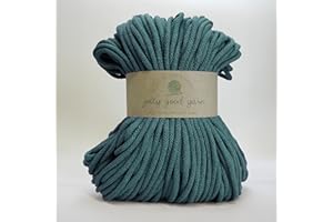 5mm Braided Macrame Cord Rope by Jolly Good Yarn, Soft Recycled Cotton, 100m (500g), Wall & Plant Hangers, Textile Jewellery, Decorations (Exeter Blue)