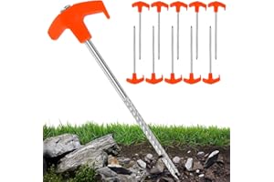 KFDDRN Lot de 10 sardines à visser pour camping - Piquets de tente à visser - Piquets stables pour sardines de camping et d'extérieur - Ancrage au sol - 20 cm - Vis à tête plate - Camping