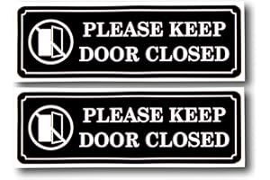 eSplanade Please Keep Door Closed Sign Sticker Decal - Easy to Mount Weather Resistant Long Lasting Ink Size (9" x 3")