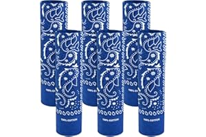 BOUBONI 6 Stück 100% Baumwolle Bandana Paisley Bandanas Vielseitiges Kopftuch Multifunktionstuch Kopftücher Halstücher Damen Männer (Weiß)