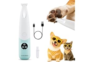 BarberBoss Tondeuse de toilettage pour animaux de compagnie avec écran LED, sans fil à faible bruit, rechargeable par USB, tondeuse de toilettage pour animaux de compagnie pour le visage, QR-9001
