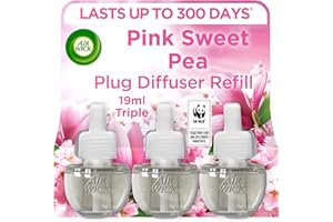 AIRWICK Air Wick Plug in Diffuser Triple Refill, Pink Sweet Pea, Pack 3 x19ml, Long Lasting Fragrance, Lasts up to 300 Days, Plug in Air freshener