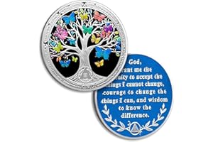 ATSKNSK 3 anni Sobriety Coin Butterfly Tree of Life AA Chip e medaglioni Sobriety Recovery Chip Sobriety Token Sobriety Regali per uomini donne Alcolisti Regalo anonimo