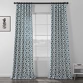 HPD Half Price Drapes Oda Dekorasyonları İ&ccedil;in Baskılı Pamuklu Perdeler 50 X 108 (1 Panel), PRCT-D07D-108, Martinik Mavisi