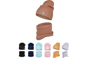 HEYO Kinder Beanie Mütze Schlauchschal Set für Mädchen Jungen Frühling Strickmütze Schal