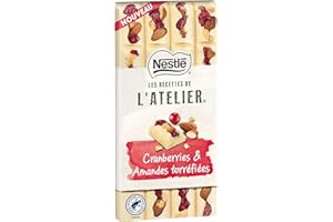 LES RECETTES DE L’ATELIER Nestlé Les Recettes de L'Atelier - Tablette Chocolat Blanc Cranberries Amandes - 150g