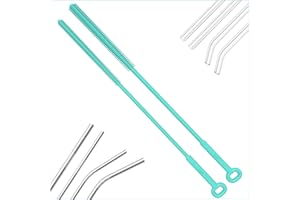 WQSS AOEIU Stanley - Juego de 2 cepillos de silicona reutilizables, limpiador de popotes extralargos para popotes Stanley, pajillas de metal, tapa de bebida
