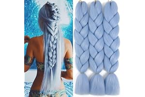 WoWCFyyds 3Packs Kanekalon Kunsthaar Zum Einflechten Jumbo Braids Extension Ombre Braiding Hair Haarverlängerung 24"Haare Zum Einflechten Box Braid Haar（hellblau）