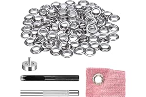 TUKNN Kit de Herramienta de Ojetes Metalicos,Ojales Metalicos,Grommet Juego de herramientas, Herramienta de Montaje de Arandela y 100 Sets Ojetes de Arandelas con Caja de Almacenaje