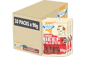 Good Boy - Tender Beef Fillets - Dog Treats - Made with 100% Natural Beef - 90 g ℮ - No Artificial Flavouring - Case of 10