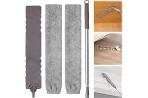 ZAKAZAKA Staubwedel Teleskop, Teleskop-Stab ausziehbar 80cm-250.5cm, mit Zwei Austauschbare Reinigungsbürsten aus Mikrofaser,Waschbar Staubbürste Duster für Schlafsofa Möbelboden Haushaltslücke Staub