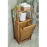 Digithome Ceviz Rengi Ahşap Kirli Sepetli Banyo D&uuml;zenleyici Raf &ndash; CVZ01