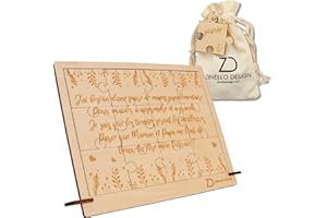 ZINELLO DESIGN - Puzzle en Bois Annonce Grossesse pour Parrain, Idee Cadeau Casse Tete Original et Personnalisé pour Faire Votre Demande, Annonce Naissance de Bébé, avec Pochette Cadeau (avec Cadre)