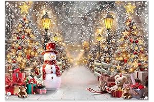 Luminora 7x5ft Christmas Snowy Path Backdrop Winter Lights Warm Xmas Trees Toys Snowman Gifts Eve Background Celebrate Festival Decor Photo Banner Props