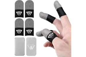 Sibba 4 Stück Gaming Finger Sleeves Touchscreen Fingerhülse Silber Fasern Spiel Mobile Gaming Daumenhülle Thumb Sleeve Finger Handschuhe Seidig Anti-Sweat Atmungsaktiver Daumenhülsen Fingerabdeckung