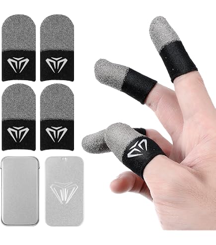 Huayuwa Lot 2 Paires Gants Anti Transpiration Manette Jeu - Fibre Carbone PUBG Écran Tactile Argenté Noir