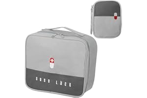 ANSHUKE Lot de 2 sacs à médicaments - Grande capacité - Vide - Étanche - Pour la maison, le bureau, les voyages - Gris