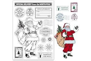 ORIGACH Père Noël Silicone Tampon Noël Transparents Scrapbooking Stamp pour Vacances Anniversaire Fabrication de Cartes de Noël et DIY Scrapbooking Album Décoration