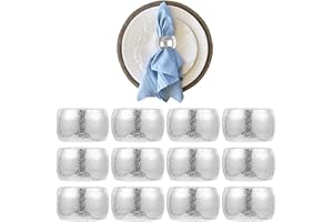 XHYASD 12 Stück Serviettenringe Silber, Serviettenring für Tischservietten, Servietten Ringe für Weihnachten Thanksgiving Hochzeitsfeier Familienessen