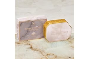 ComfyCozy Coconut Crystal Soap | Natural Organic Hand Wash Body Soaps Bar | Luxury Pore Cleanser Bars Scrub For Skincare Acne Treatment | Bath Beauty Birthday Gifts Sets For Women Mum Her Him | 90g