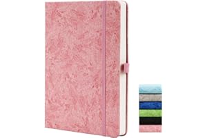 BEINUSHOR Dotted Notebook, A5 Bullet Dotted Journal with 120GSM Paper, 164 Pages Dotted Notebook, Pen Loop, Inner Pocket, Elastic Banded, Pink