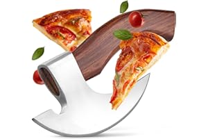 ECKWIN - Pizza Axt Wikinger inkl. Lederschutz - Pizzamesser für echte Wikinger - Pizzaschneider Axt perfekt geeignet als Wikinger Deko - Wikinger Axt, Pizza Wiegemesser, Wikinger Messer, Beil