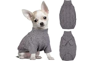 Hjumarayan Sweter dla małych psów – prosty i elegancki, ciepły sweter dla psa z otworem na uprząż, piękny sweter dla psa z nogami, sweter dla psów Chihuahua (szary, XS)