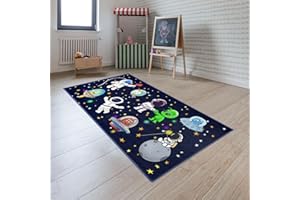 Booooom Jackson Kids Rug Kid Carpet Space Theme Rug Indoor Nursery Rug Small Rug in Nursery Roon/Playroom (2.6 x 4.9 ft, Spcae Alien)